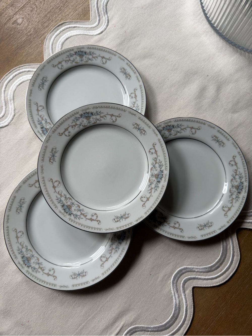 Set of 4 Vintage Wade Fine China of Japan Diane 6 1/2" Bread and Butter Plates